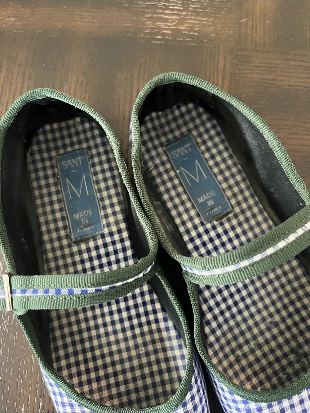 SantM Mary Jane Furlane Flats Navy Gingham Size 37 / US 7